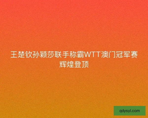 王楚钦孙颖莎联手称霸WTT澳门冠军赛辉煌登顶